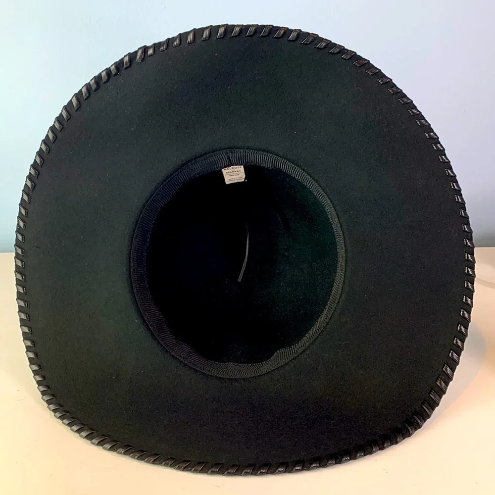 Melrose and Market Boho Wool Floppy Hat with Faux Leather Band and Trim NWOT